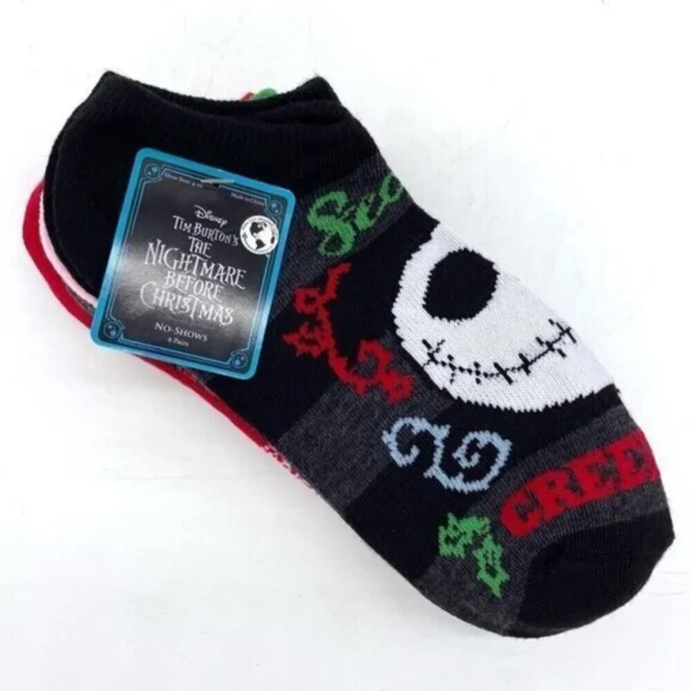 Disney Nightmare Before Christmas Women's No Show Socks 6 Pairs New